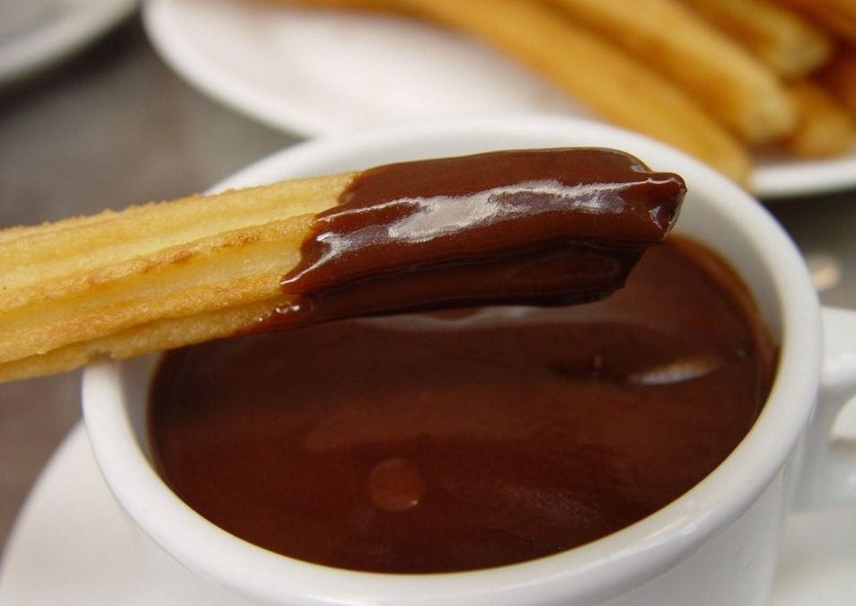 Chocolate with churros in the patisserie Escribà